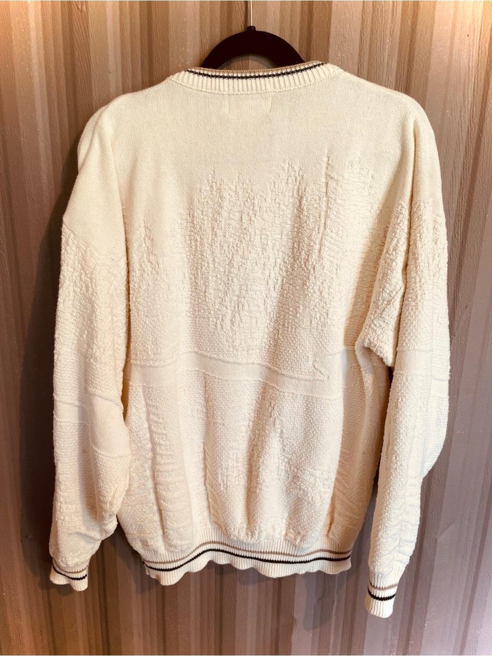 VTG 90s Fieldmaster Men’s Wood Duck Sweater Textured Cotton USA Ivory Preppy XL - Picture 5 of 10